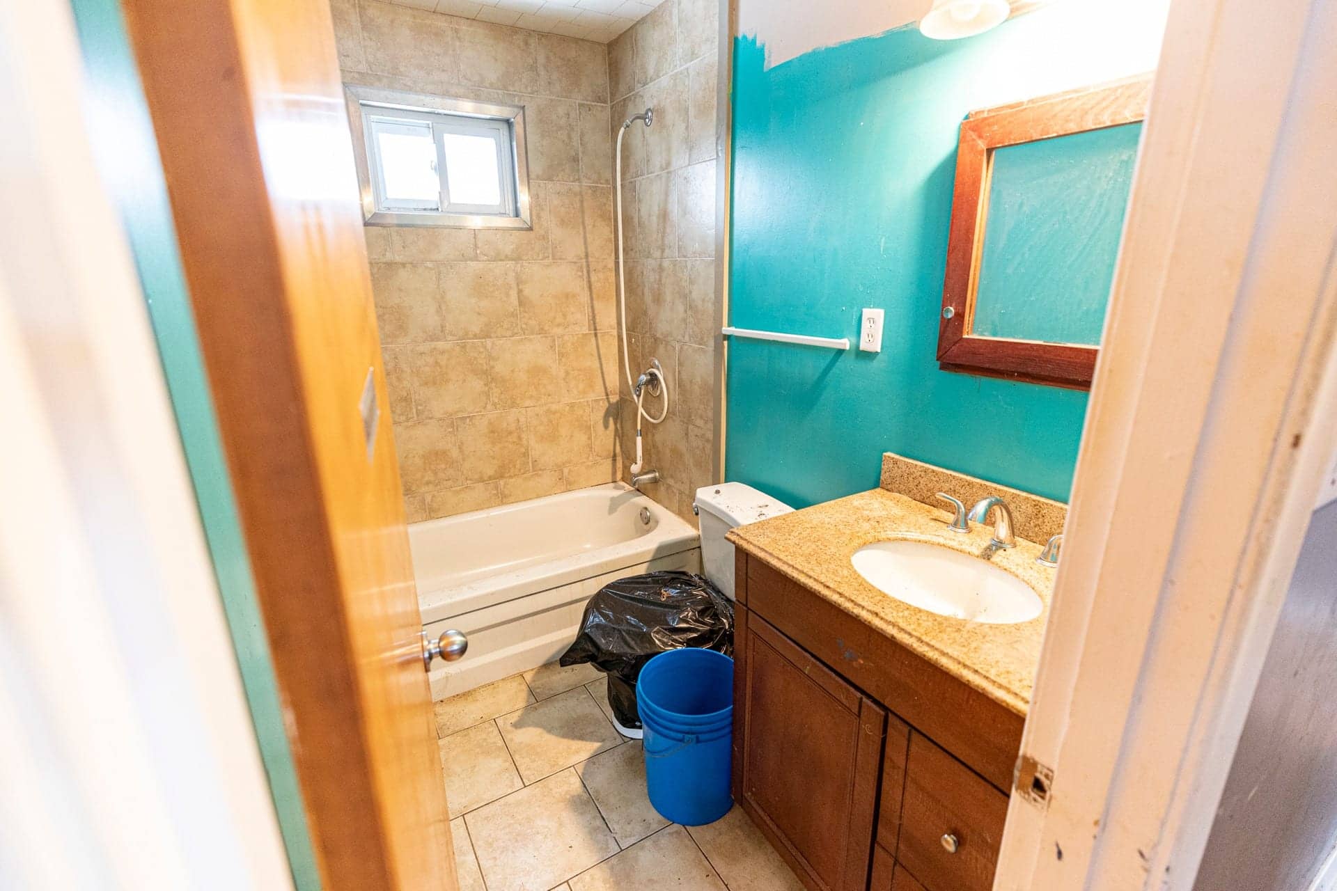 Westport glass shower bathroom — before